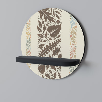 FOLIAGE TALES Round Art Shelf In Black Finish