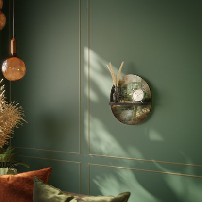 SUNLIT STILLNESS Oval Art Shelf In Black Finish