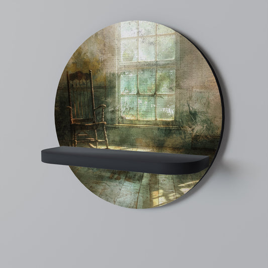 SUNLIT STILLNESS Round Art Shelf In Black Finish