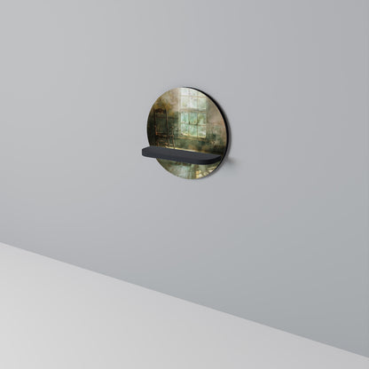 SUNLIT STILLNESS Round Art Shelf In Black Finish