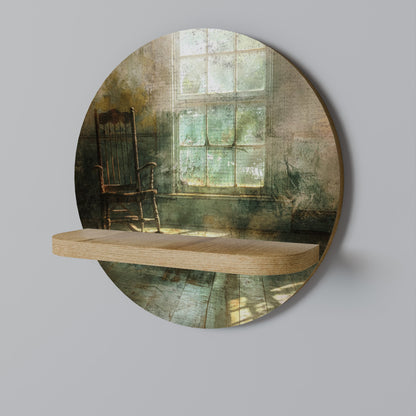 SUNLIT STILLNESS Round Art Shelf In Oak Effect