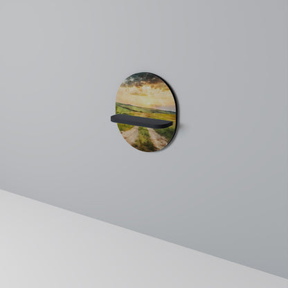 SUNSET PATH Oval Art Shelf In Black Finish