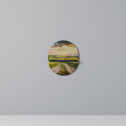 SUNSET PATH Oval Art Shelf In Black Finish