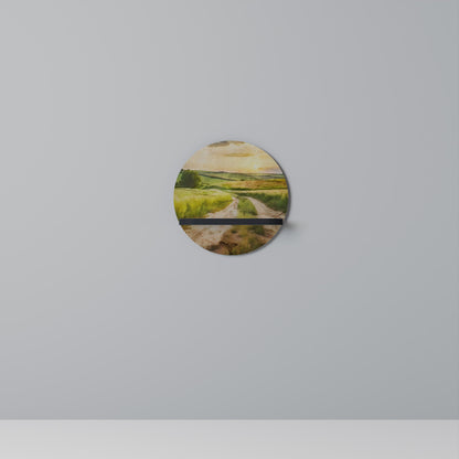 SUNSET PATH Round Art Shelf In Black Finish