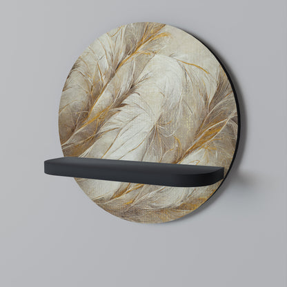 SOFT PLUMAGE Round Art Shelf In Black Finish
