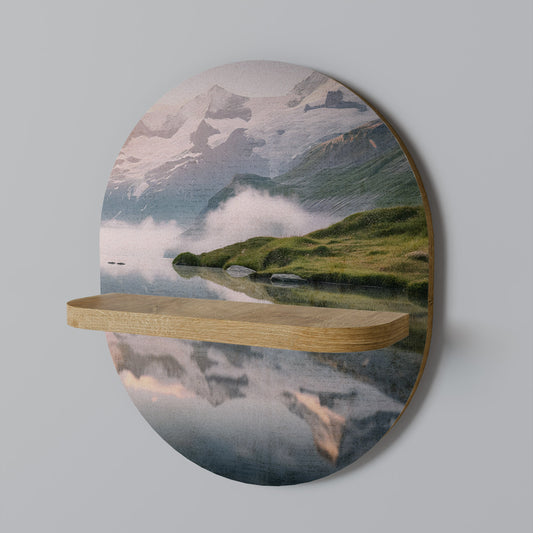 FOGGY HORIZON Oval Art Shelf In Oak Effect