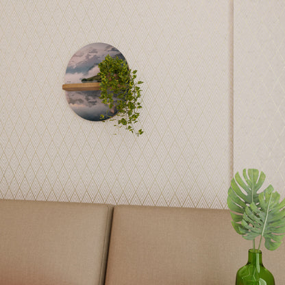 FOGGY HORIZON Oval Art Shelf In Oak Effect