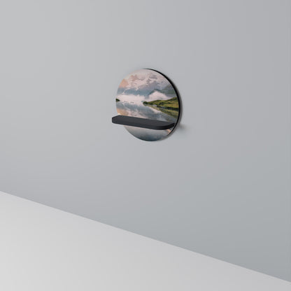 FOGGY HORIZON Round Art Shelf In Black Finish