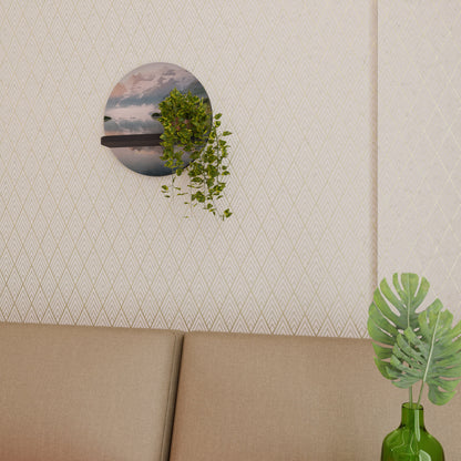 FOGGY HORIZON Round Art Shelf In Black Finish