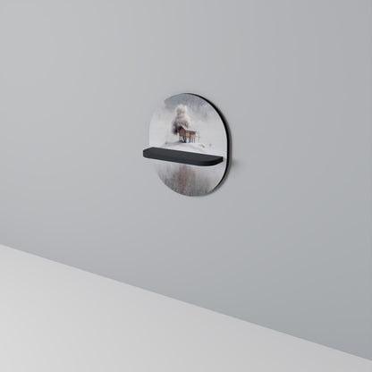 SILENT CABIN Oval Art Shelf In Black Finish