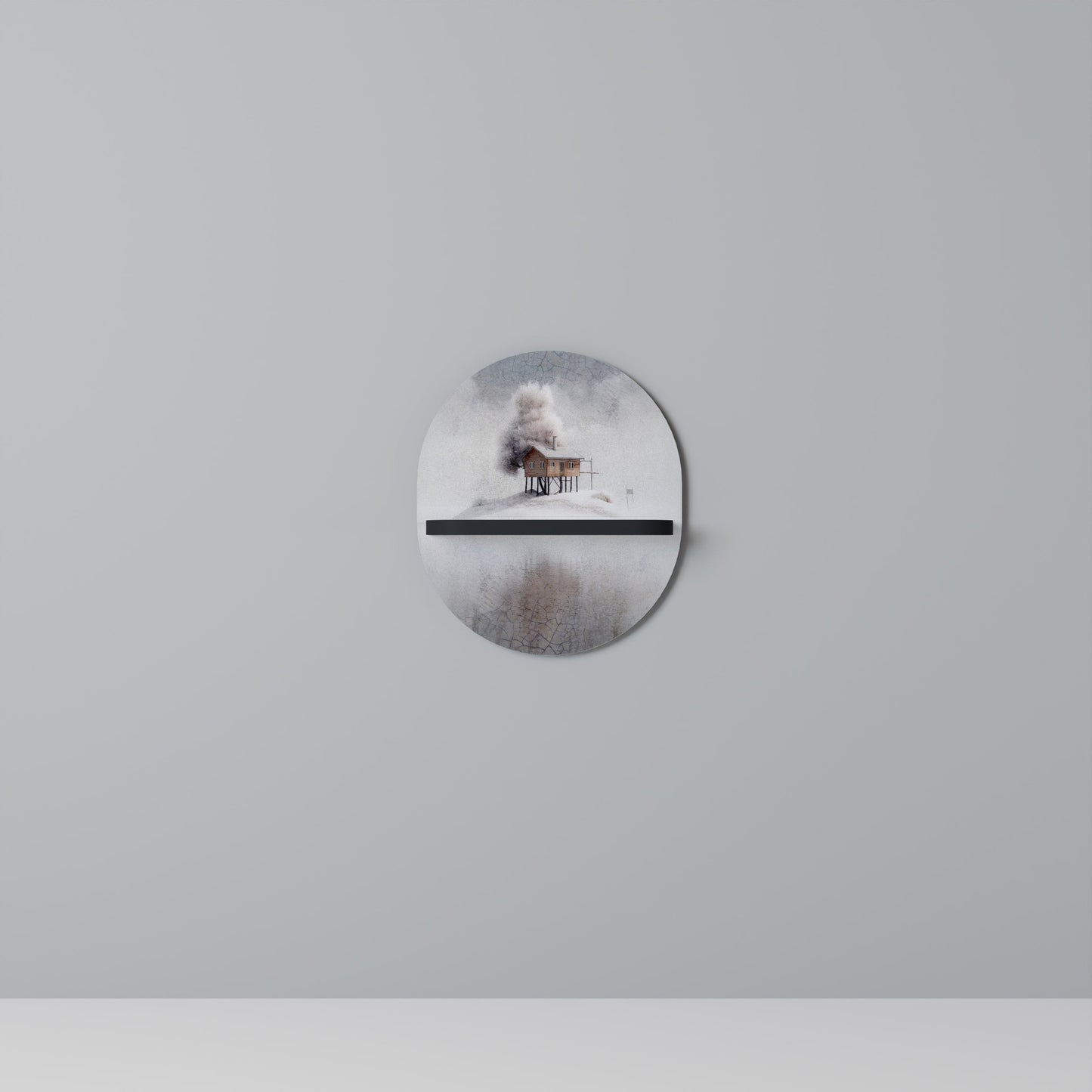 SILENT CABIN Oval Art Shelf In Black Finish