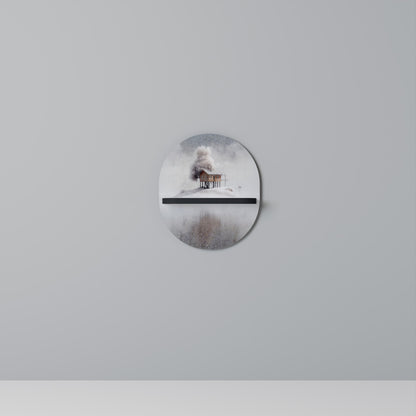 SILENT CABIN Oval Art Shelf In Black Finish