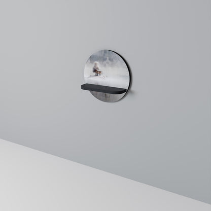 SILENT CABIN Round Art Shelf In Black Finish