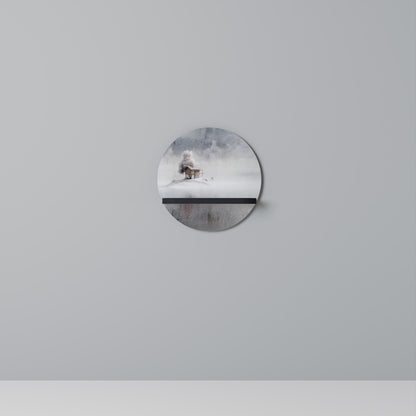 SILENT CABIN Round Art Shelf In Black Finish