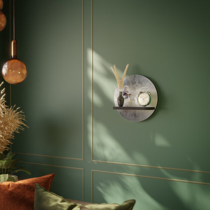 SILENT CABIN Round Art Shelf In Black Finish