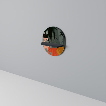 TROPICAL COMPOSITION Oval Art Shelf In Black Finish