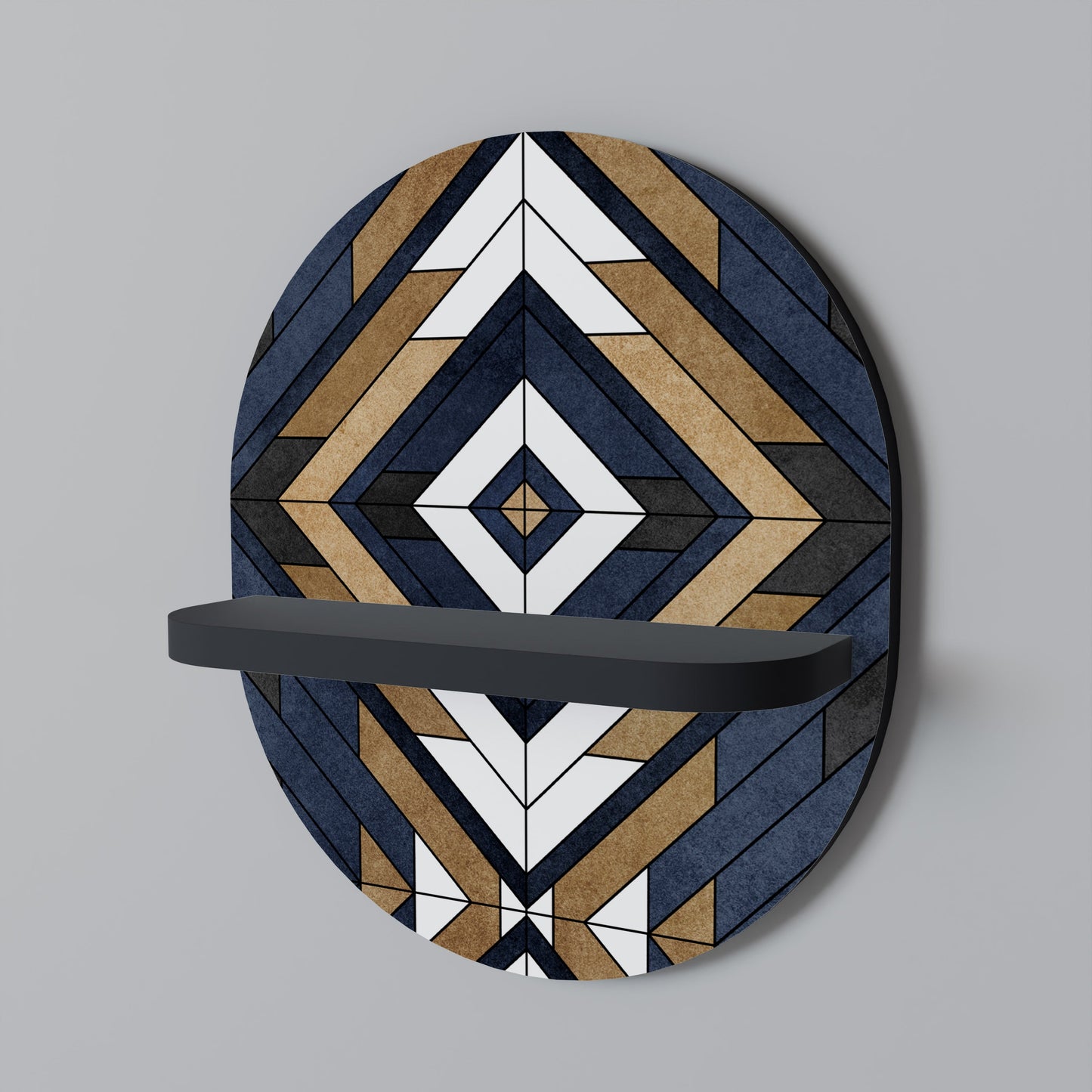 ARTFUL GEOMETRY Oval Art Shelf In Black Finish