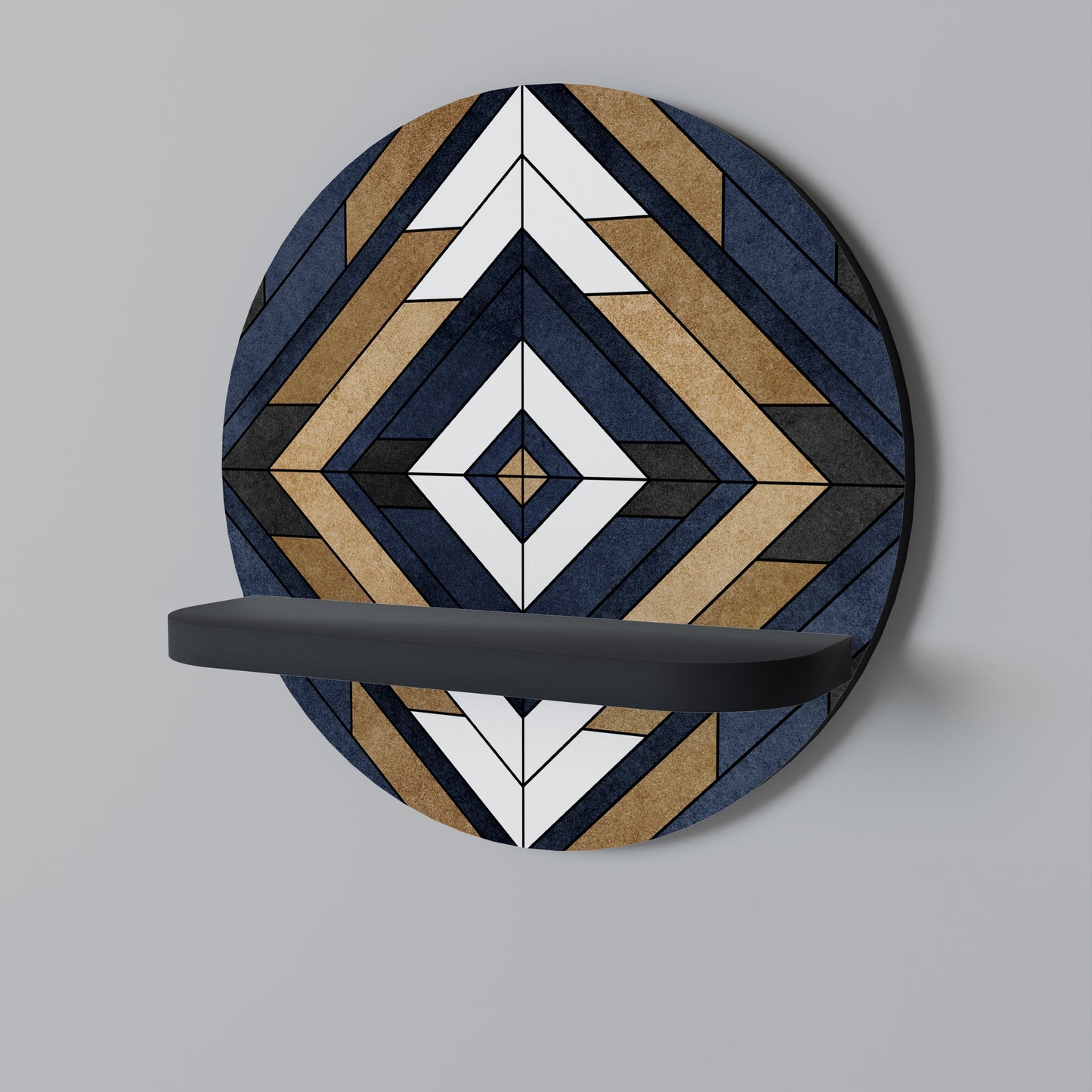 ARTFUL GEOMETRY Round Art Shelf In Black Finish