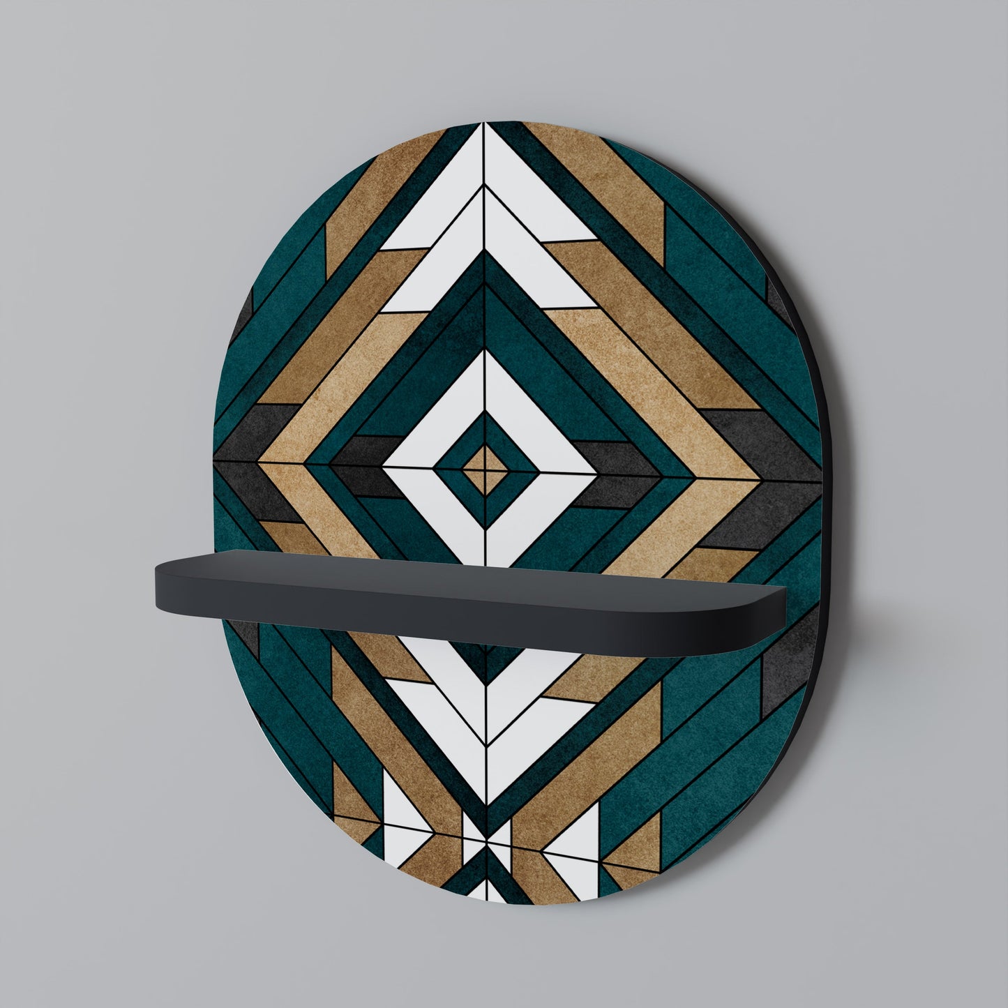 ARTISTIC GEOMETRY Oval Art Shelf In Black Finish