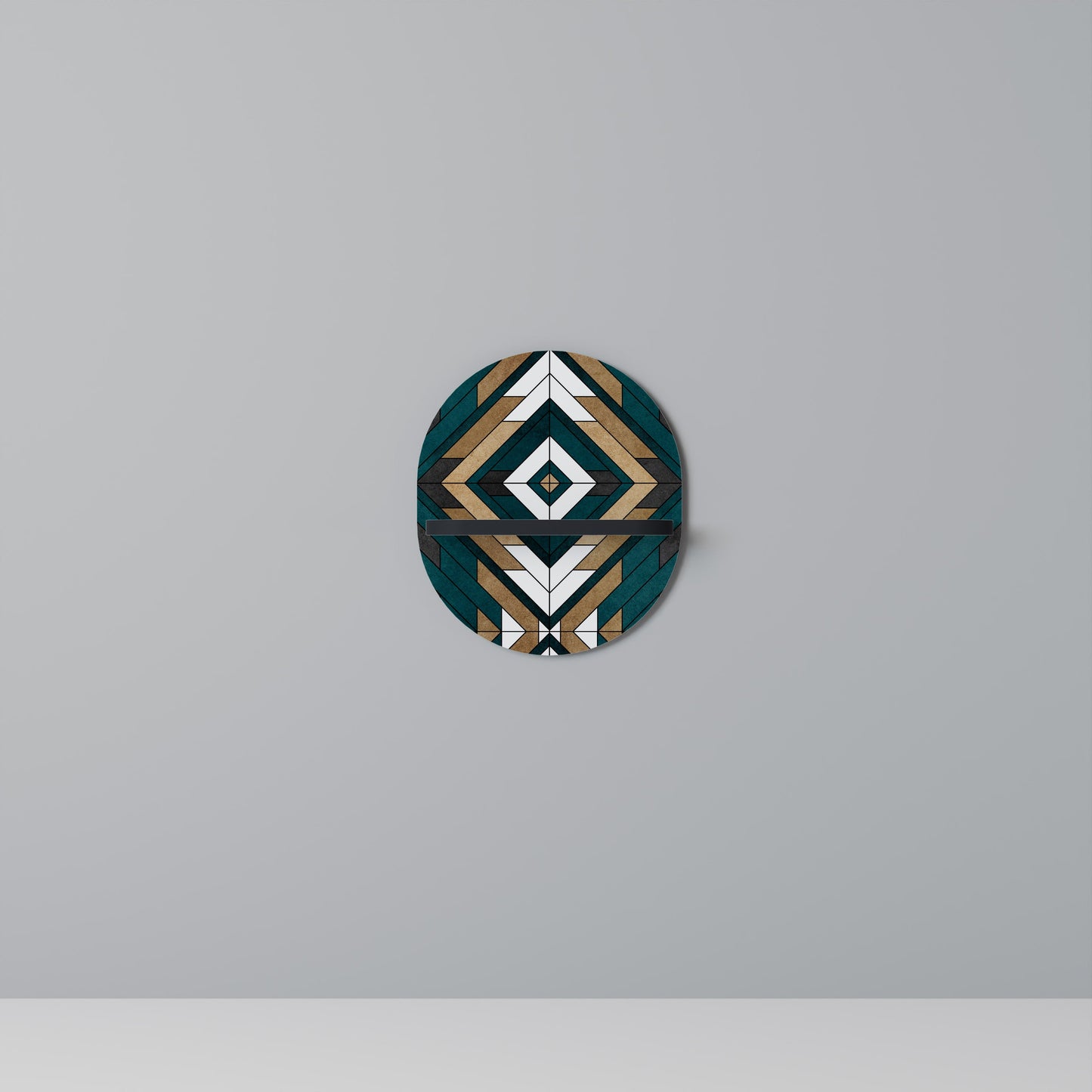 ARTISTIC GEOMETRY Oval Art Shelf In Black Finish