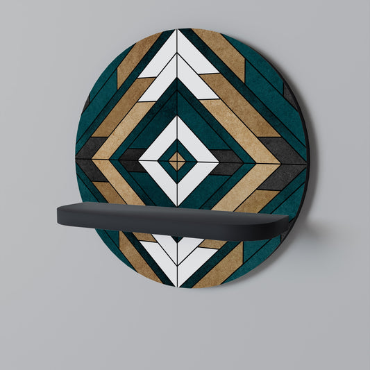 ARTISTIC GEOMETRY Round Art Shelf In Black Finish