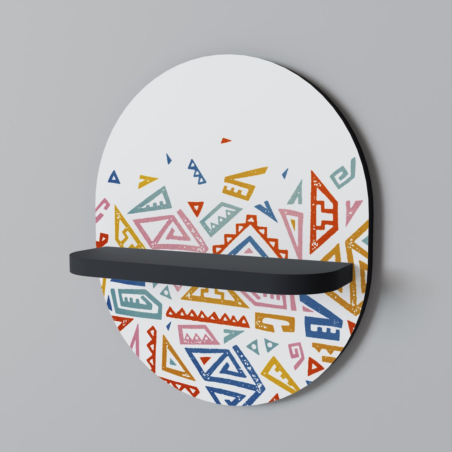 ANGULAR FEELING Oval Art Shelf In Black Finish