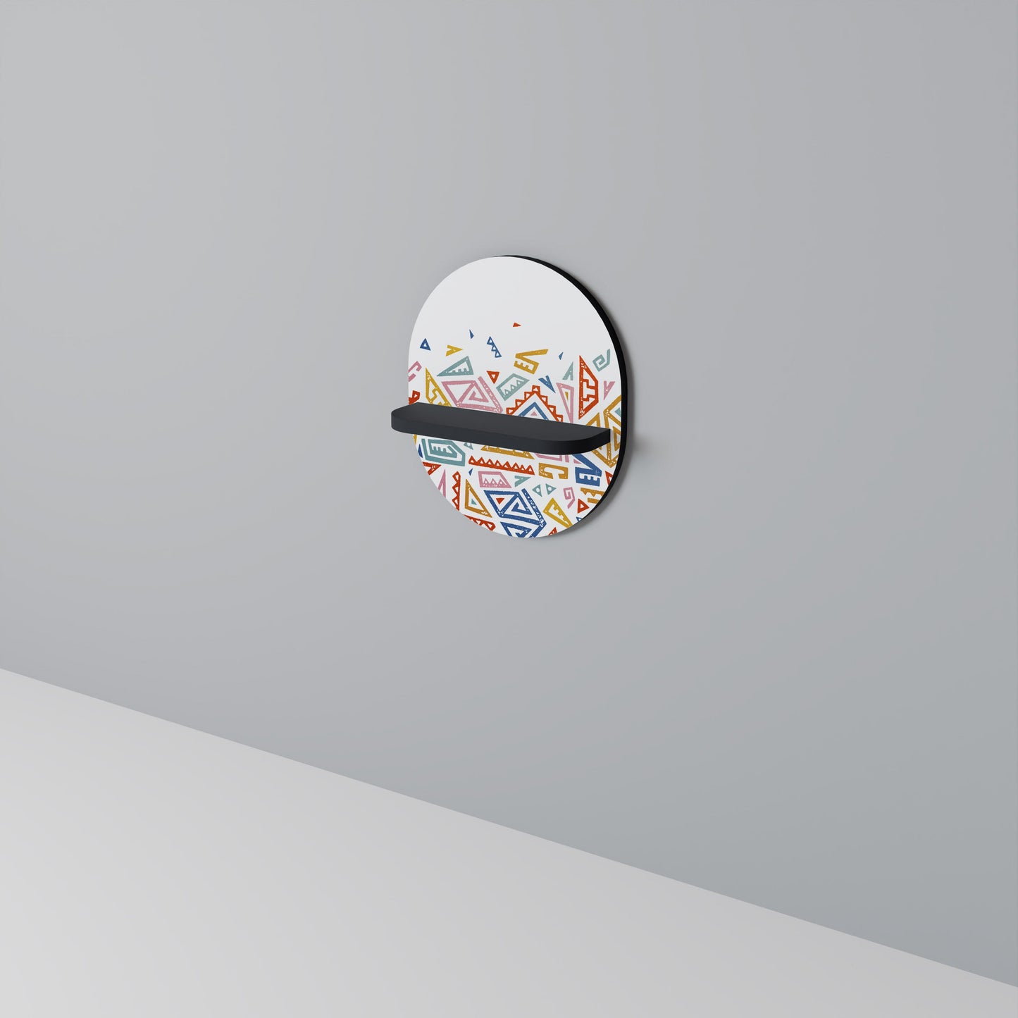 ANGULAR FEELING Oval Art Shelf In Black Finish