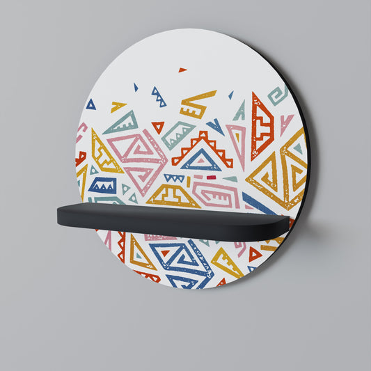 ANGULAR FEELING Round Art Shelf In Black Finish