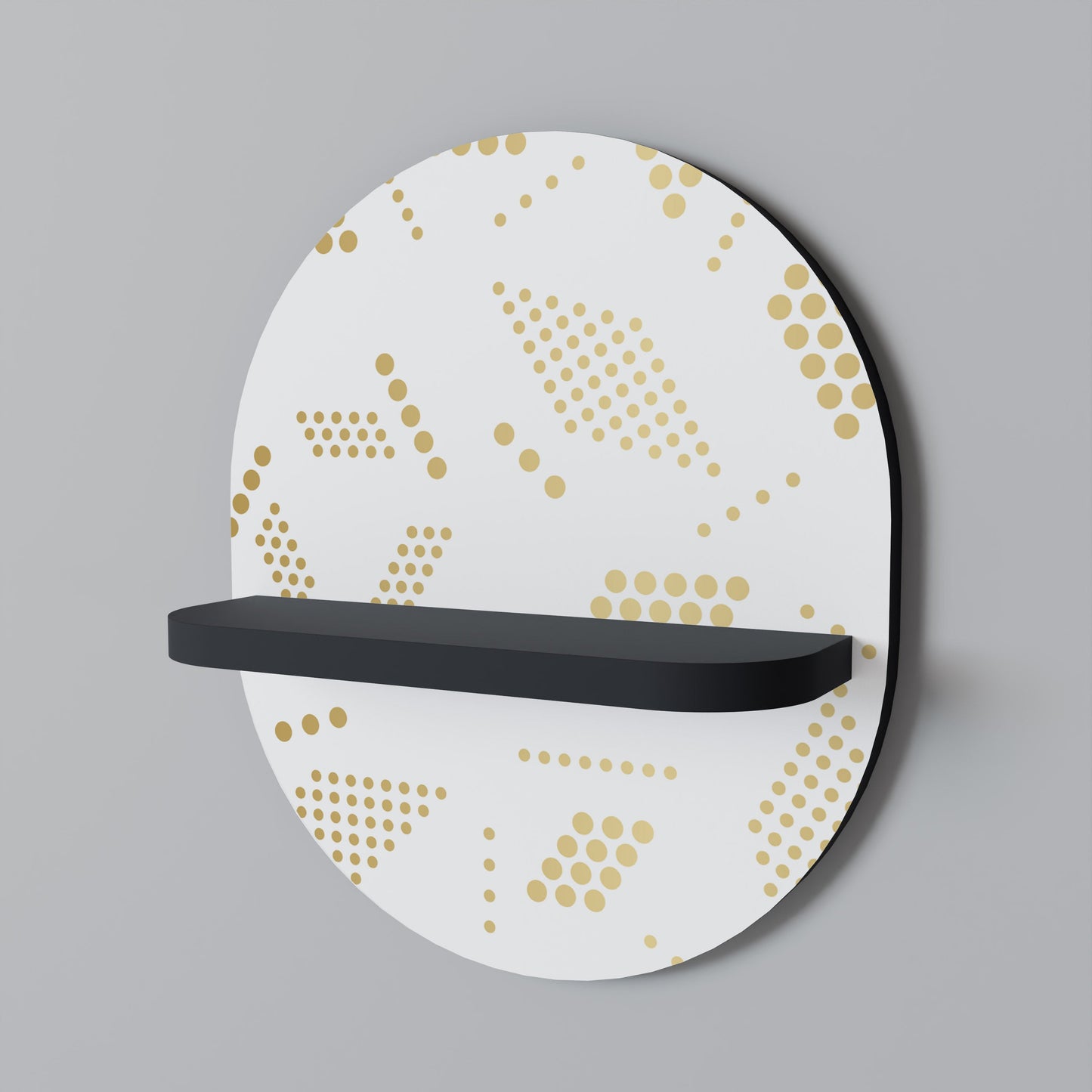 SPOTTED DAZE Oval Art Shelf In Black Finish