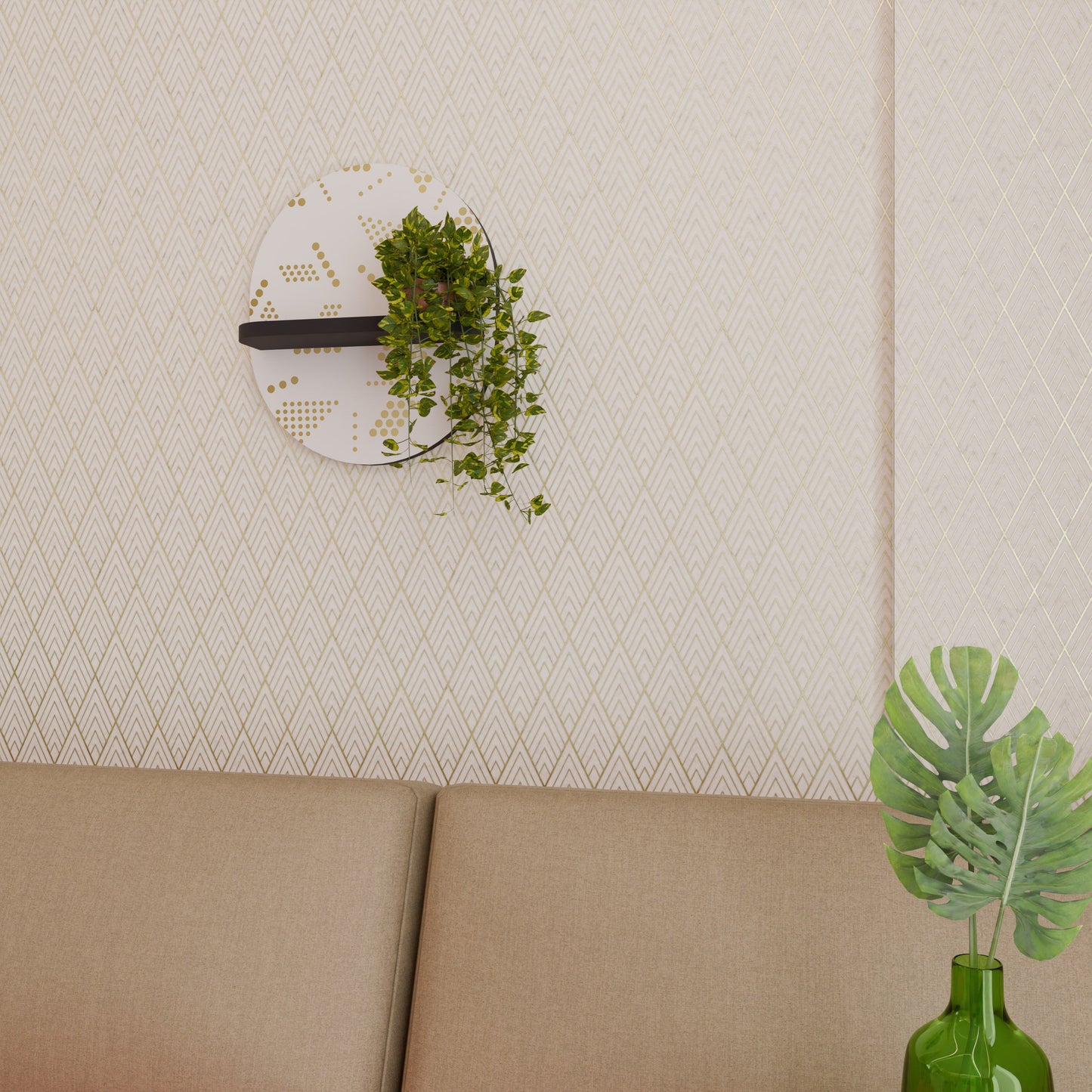 SPOTTED DAZE Oval Art Shelf In Black Finish