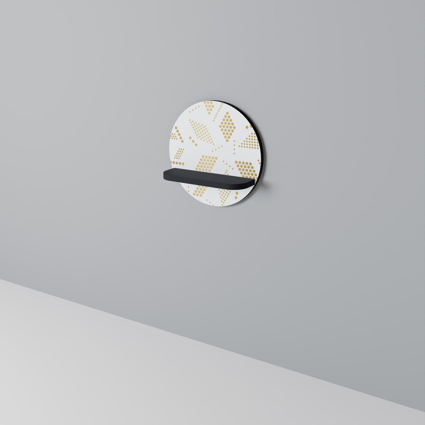 SPOTTED DAZE Round Art Shelf In Black Finish