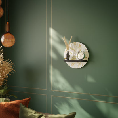 SPOTTED DAZE Round Art Shelf In Black Finish