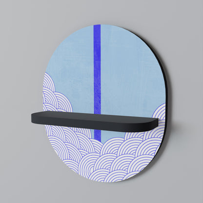 TIDAL STRIPE Oval Art Shelf In Black Finish