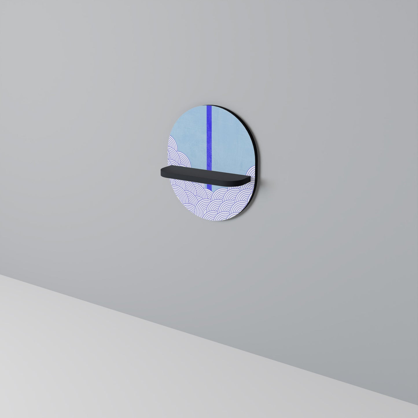 TIDAL STRIPE Oval Art Shelf In Black Finish