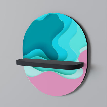 CYANIC ABYSS Oval Art Shelf In Black Finish