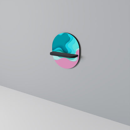 CYANIC ABYSS Oval Art Shelf In Black Finish