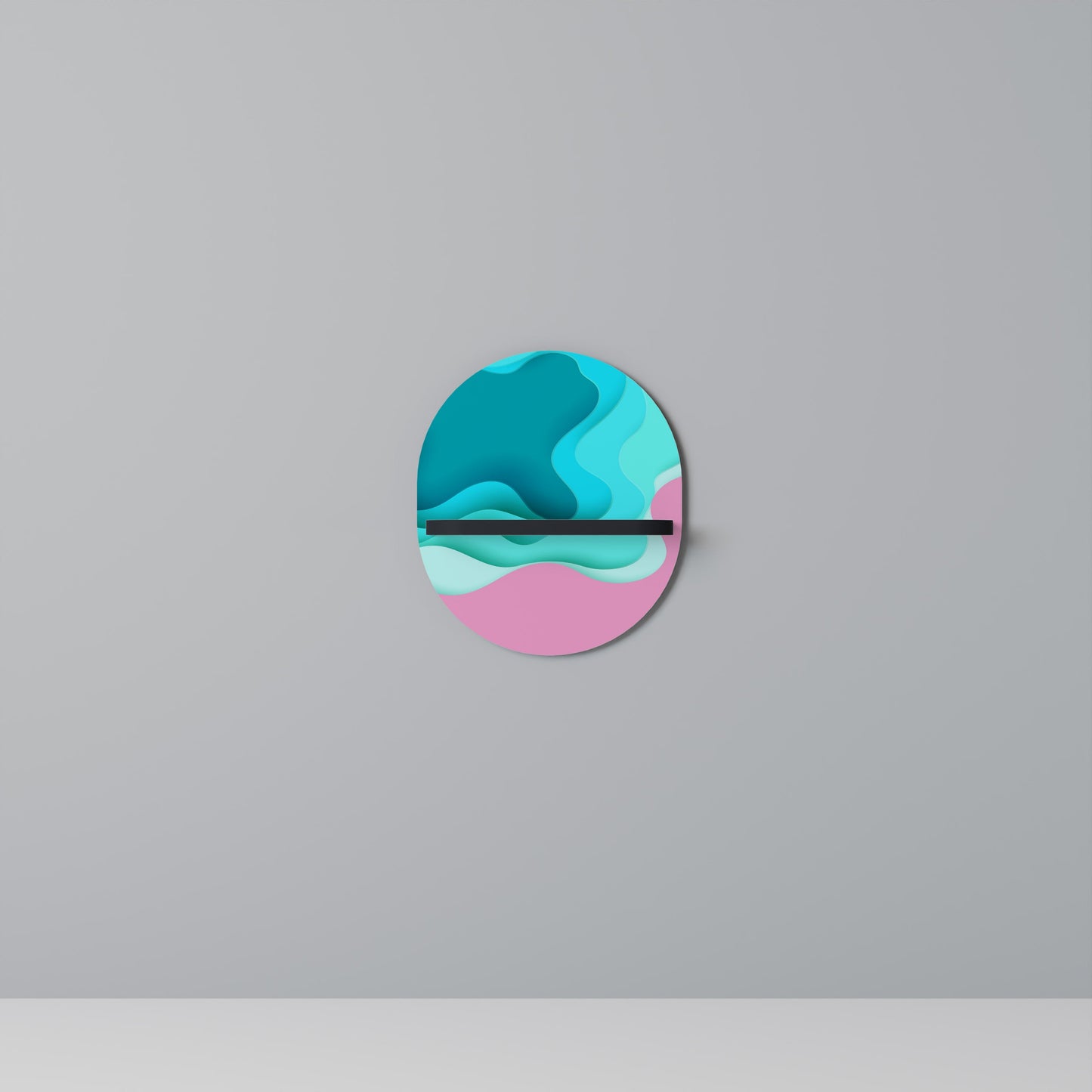 CYANIC ABYSS Oval Art Shelf In Black Finish