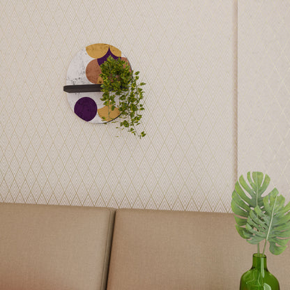 CRACKED GEOMETRY Oval Art Shelf In Black Finish