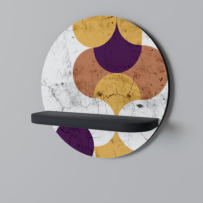 CRACKED GEOMETRY Round Art Shelf In Black Finish