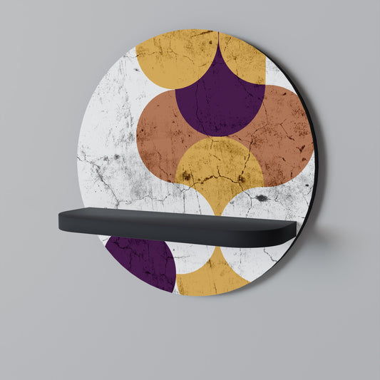 CRACKED GEOMETRY Round Art Shelf In Black Finish