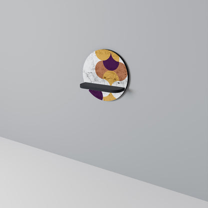 CRACKED GEOMETRY Round Art Shelf In Black Finish