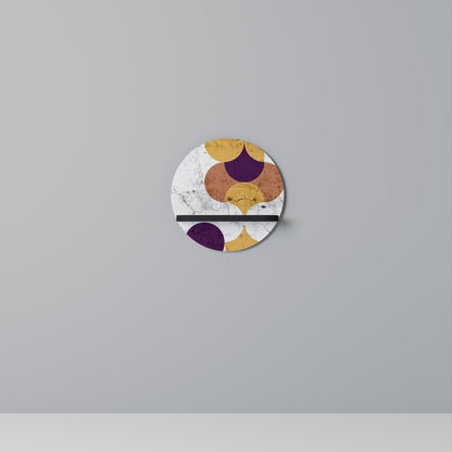 CRACKED GEOMETRY Round Art Shelf In Black Finish