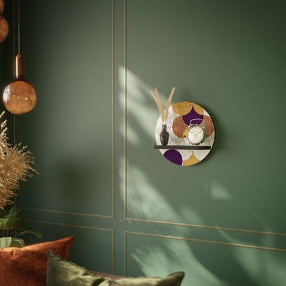 CRACKED GEOMETRY Round Art Shelf In Black Finish