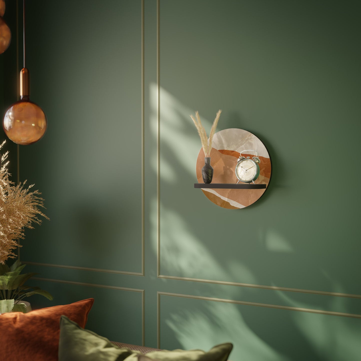 SANDHILLS SPLENDOUR Round Art Shelf In Black Finish