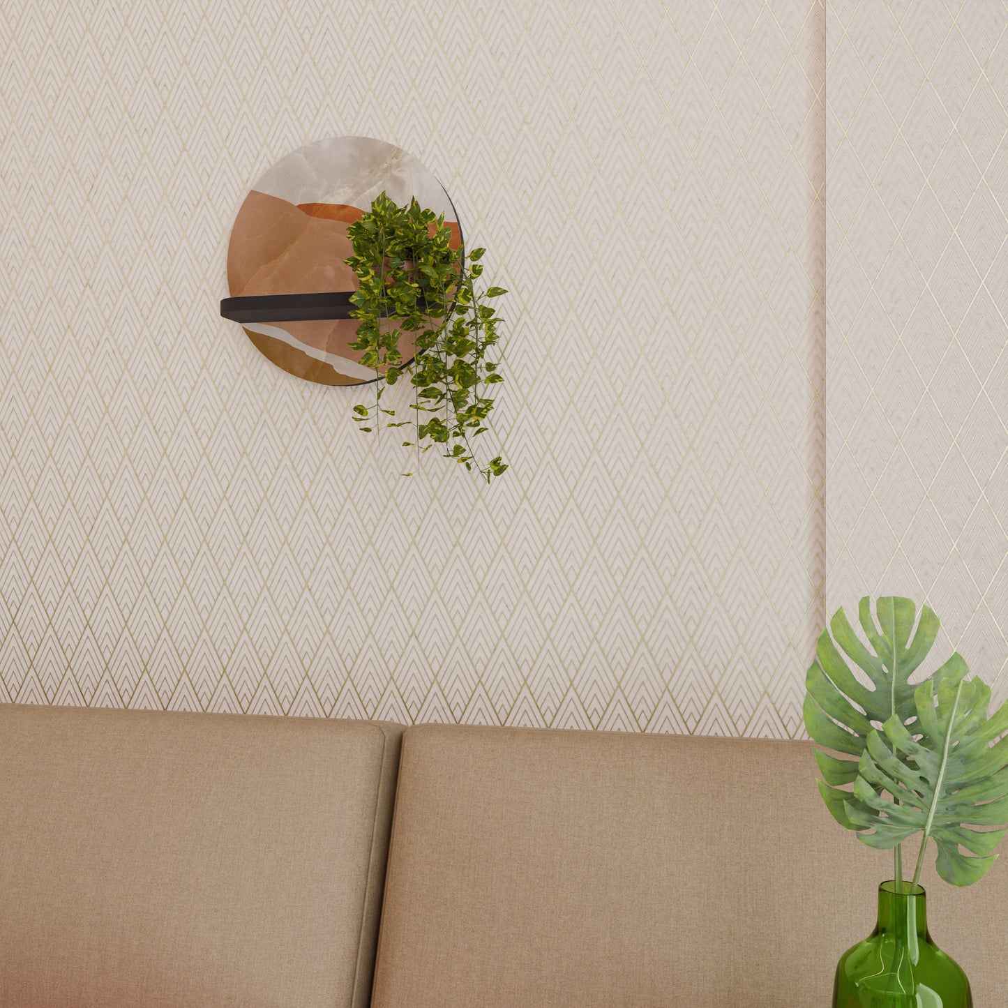 SANDHILLS SPLENDOUR Round Art Shelf In Black Finish