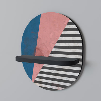 GLAMOROUS STRIPE Oval Art Shelf In Black Finish