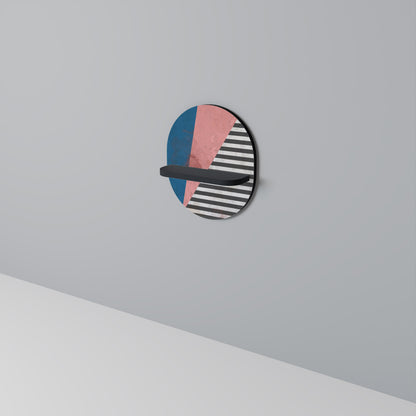 GLAMOROUS STRIPE Oval Art Shelf In Black Finish