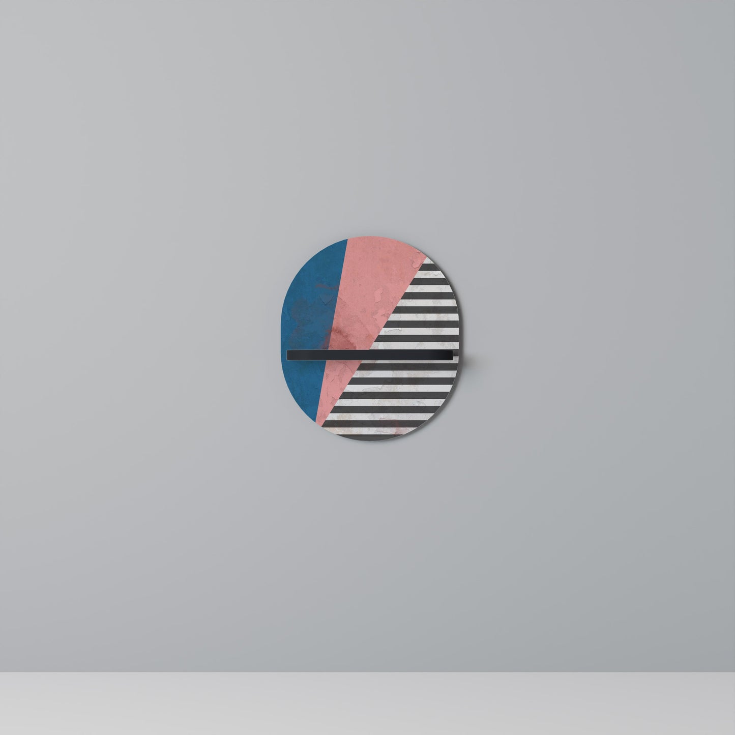 GLAMOROUS STRIPE Oval Art Shelf In Black Finish