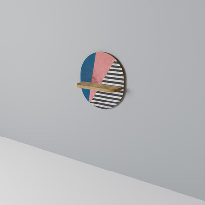 GLAMOROUS STRIPE Oval Art Shelf In Oak Effect