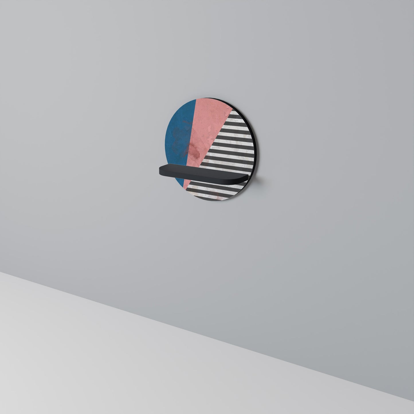 GLAMOROUS STRIPE Mensola Rotonda Decorativa con Finitura Nera